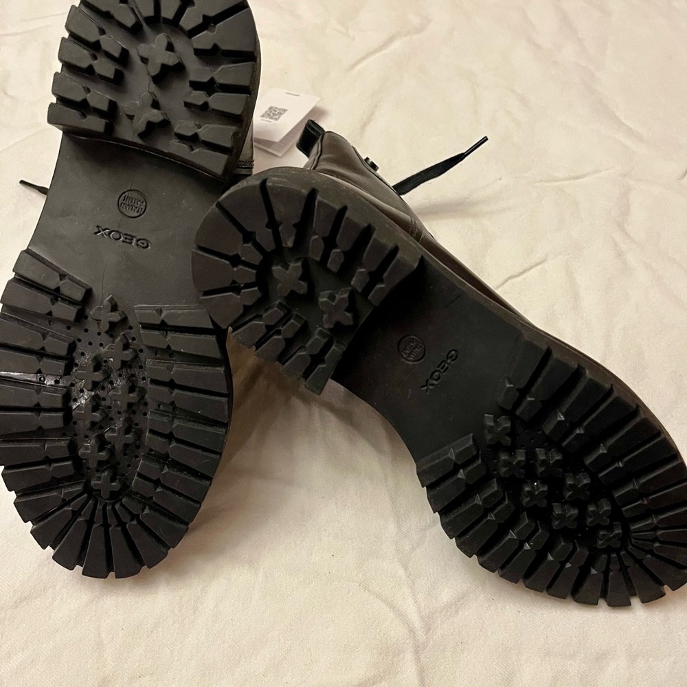 Geox Black Leather Combat Boots - Picture 4 of 7